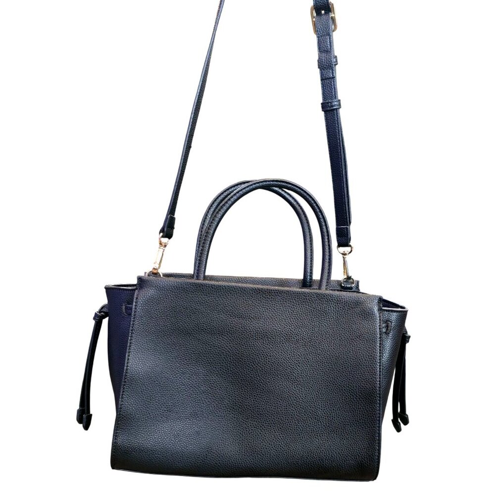Nine West Elara Black Pebbled Faux Leather Small Satchel Crossbody Bag - Picture 3 of 12